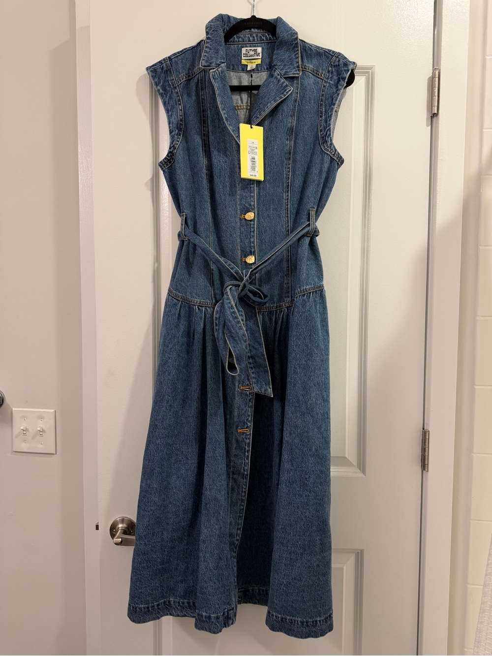 NWT Sleeveless Denim Button Front Midi Dress Future Collective Jenee Naylor - Picture 4 of 4